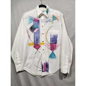 VTG Abstract Creative Artwear Hand Painted Button Down Shirt Signed Pucci Small‎